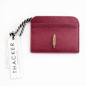 Thacker Burgundy Leather Card & Key Holder with Gold Emblem NWT